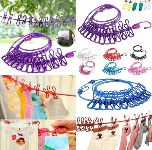 Cloth Drying Rope with Hooks