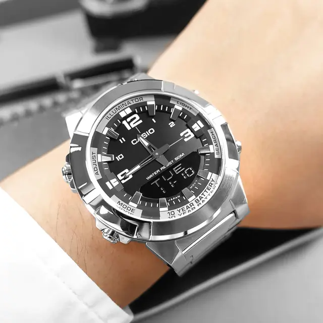 CASIO ANALOGUE DIGITAL MENS STAINLESS STEEL