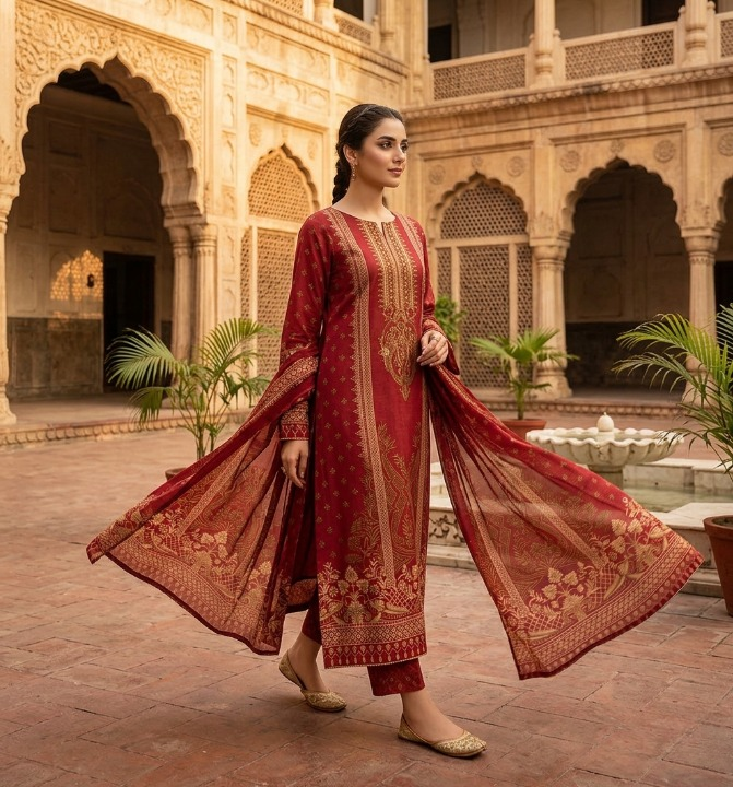Noor-ul-Haya: Royal Red Eid Ensemble
